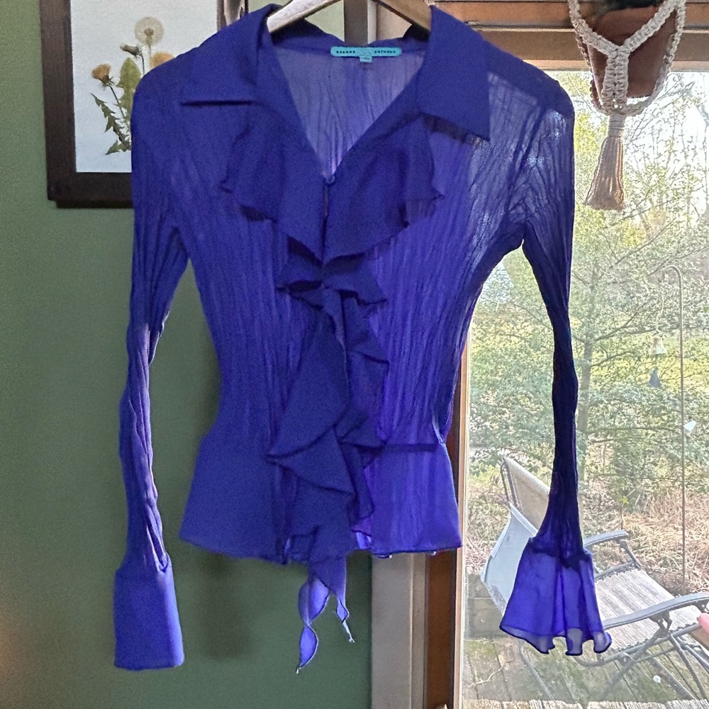 Vintage Sharon anthony ruffled button down. Purple